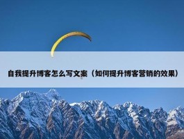 自我提升博客怎么写文案（如何提升博客营销的效果）