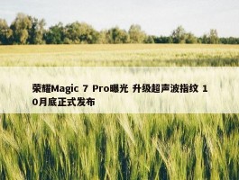 荣耀Magic 7 Pro曝光 升级超声波指纹 10月底正式发布