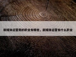 新媒体运营类的职业有哪些，新媒体运营有什么职业