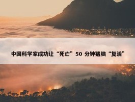 中国科学家成功让“死亡”50 分钟猪脑“复活”