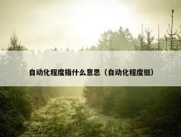 自动化程度指什么意思（自动化程度低）