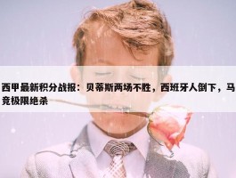 西甲最新积分战报：贝蒂斯两场不胜，西班牙人倒下，马竞极限绝杀