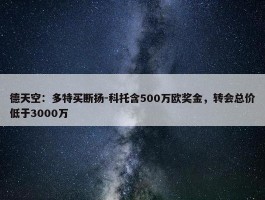 德天空：多特买断扬-科托含500万欧奖金，转会总价低于3000万