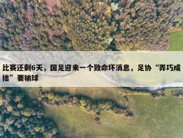 比赛还剩6天，国足迎来一个致命坏消息，足协“弄巧成拙”要输球