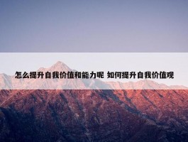 怎么提升自我价值和能力呢 如何提升自我价值观