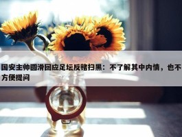 国安主帅圆滑回应足坛反赌扫黑：不了解其中内情，也不方便提问