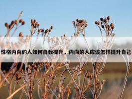 性格内向的人如何自我提升，内向的人应该怎样提升自己