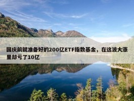 国庆前就准备好的200亿ETF指数基金，在这波大涨里却亏了10亿