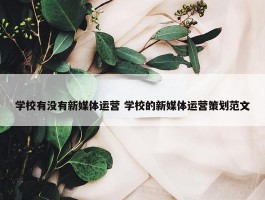 学校有没有新媒体运营 学校的新媒体运营策划范文