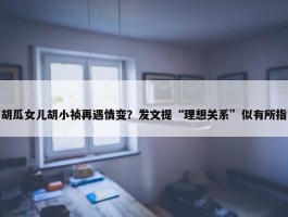 胡瓜女儿胡小祯再遇情变？发文提“理想关系”似有所指