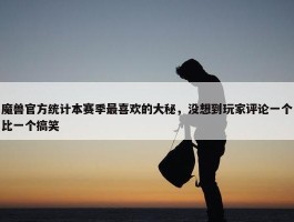 魔兽官方统计本赛季最喜欢的大秘，没想到玩家评论一个比一个搞笑