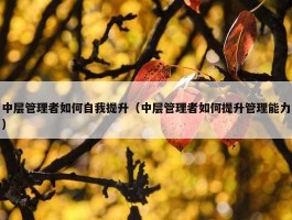 中层管理者如何自我提升（中层管理者如何提升管理能力）