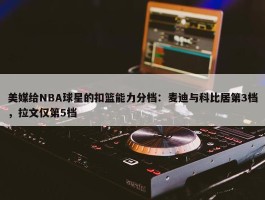 美媒给NBA球星的扣篮能力分档：麦迪与科比居第3档，拉文仅第5档