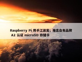 Raspberry Pi 携手江波龙，推出自有品牌 A2 认证 microSD 存储卡