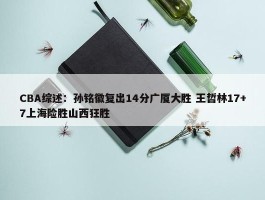 CBA综述：孙铭徽复出14分广厦大胜 王哲林17+7上海险胜山西狂胜