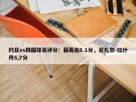 约旦vs韩国球员评分：薛英佑8.1分，尼扎尔-拉什丹5.7分