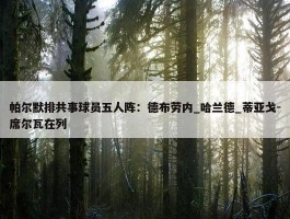 帕尔默排共事球员五人阵：德布劳内_哈兰德_蒂亚戈-席尔瓦在列