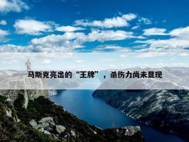 马斯克亮出的“王牌”，杀伤力尚未显现