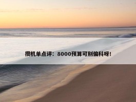 攒机单点评：8000预算可别偏科呀！