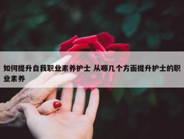 如何提升自我职业素养护士 从哪几个方面提升护士的职业素养