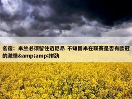 名宿：米兰必须留住迈尼昂 不知国米在联赛是否有欧冠的激情&amp;拼劲