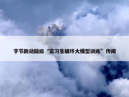 字节跳动回应“实习生破坏大模型训练”传闻