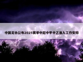 中国足协公布2025赛季中超中甲中乙准入工作安排