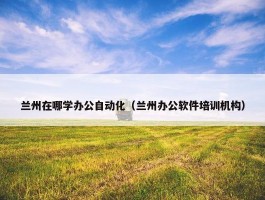 兰州在哪学办公自动化（兰州办公软件培训机构）