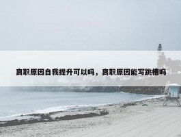 离职原因自我提升可以吗，离职原因能写跳槽吗