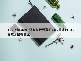 TES上单369：只有在世界赛的BO5里击败T1，夺冠才最有意义