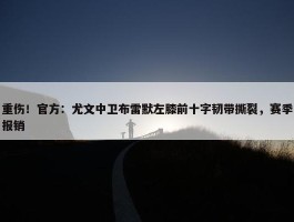 重伤！官方：尤文中卫布雷默左膝前十字韧带撕裂，赛季报销