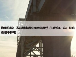 物华弥新：当前版本哪些角色该优先升3致知？这几位应该跑不掉吧