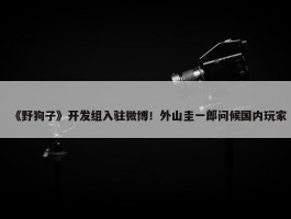 《野狗子》开发组入驻微博！外山圭一郎问候国内玩家