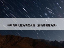 徐州自动化压力表怎么样（自动控制压力表）