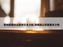 贵州新媒体运营得花多少钱 新媒体公司需要多少钱