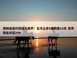 张帅出局仍获巨大掌声：五次止步8强跨度10年 世界排名升至249