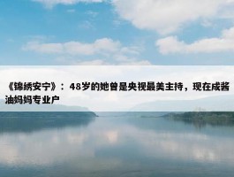 《锦绣安宁》：48岁的她曾是央视最美主持，现在成酱油妈妈专业户