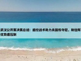 武汉公开赛决赛总结：磨控战术助力肖国栋夺冠，斯佳辉优势遭压制