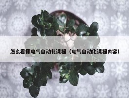 怎么看懂电气自动化课程（电气自动化课程内容）