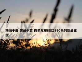 精简于形 智藏于芯 微星发布8款Z890系列新品主板