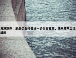 海港跟队：武磊仍会接受进一步全面复查，他未随队出征韩国