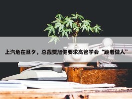 上汽危在旦夕，总裁贾旭健要求高管学会“跪着做人”