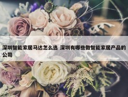 深圳智能家居马达怎么选 深圳有哪些做智能家居产品的公司