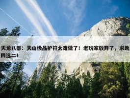 天龙八部：天山极品护符太难做了！老玩家放弃了，求助四选二！