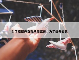 为了能提升自我从而完善，为了提升自己