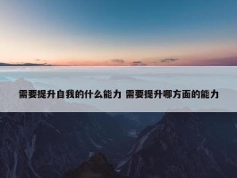 需要提升自我的什么能力 需要提升哪方面的能力