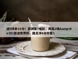 进5球拿10分！亚洲第7崛起，再赢2场&#x3D;首进世界杯，国足冲6分升第3