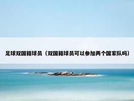 足球双国籍球员（双国籍球员可以参加两个国家队吗）