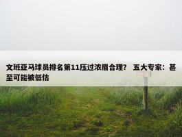 文班亚马球员排名第11压过浓眉合理？ 五大专家：甚至可能被低估