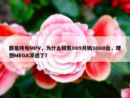 都是纯电MPV，为什么极氪009月销3000台，理想MEGA凉透了？